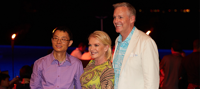 Nu Skin founder Sandie Tillotson and Tyler Whitehead meet with sales leaders